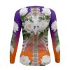 Playera Dama Manga Larga Esqueleto Rosas Blancas Moradas Naranja A0127 - Imagen 2